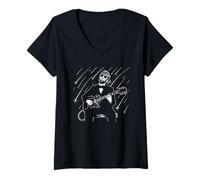 Donna Abraham Lincoln Playing Guitar Patriotic Funny July 4th Maglietta con Collo a V