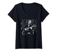 Donna Abraham Lincoln Playing Guitar Patriotic Funny July 4th Maglietta con Collo a V