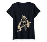 Donna Abraham Lincoln Vampire Suonare Chitarra Alt Goth Music Band Maglietta con Collo a V