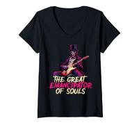 Donna Abraham Lincoln Zombie Undead Suonare Chitarra Emancipator Alt Maglietta con Collo a V