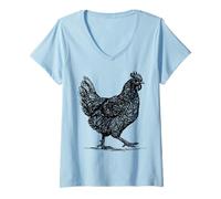 Donna Abstract Hen Illustration Farmhouse Country Graphic Maglietta con Collo a V