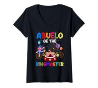 Donna Abuelo Of The Birthday Ringmaster Circus Festa di compleanno Maglietta con Collo a V