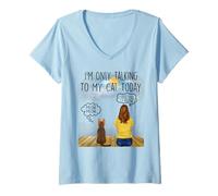 Donna Abyssinian Cat I'm Only Talking To My Cat Today Cats Lovers Maglietta con Collo a V
