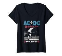 Donna AC/DC Angus Live Tokyo Giappone 1981 Maglietta con Collo a V