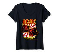 Donna AC/DC Back in Black Tour 1980 Retro Rock Maglietta con Collo a V