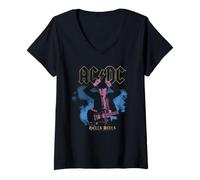 Donna AC/DC Distressed Hells Bells Angus Maglietta con Collo a V
