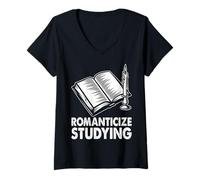 Donna Academia - Romanticizzare studiare Maglietta con Collo a V