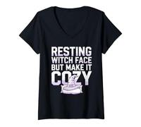 Donna Accogliente Horror Estetica Spettrale Snuggly Spettrale Comfort Maglietta con Collo a V