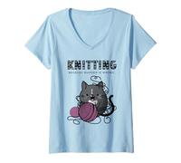 Donna Accogliente Mistero Crochet Cat Knitting perché L'omicidio è Sbagliato Maglietta con Collo a V