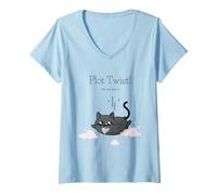 Donna Accogliente Trama misteriosa Twist The Cat Did It Cosy Crime Book Lover Maglietta con Collo a V
