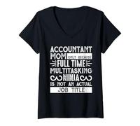 Donna Accountant Mom Job Title Funny Mothers Day for Mommy Maglietta con Collo a V