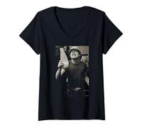 Donna ACDC Angus Young Thunderstruck Chitarrista di Dick Barnatt Maglietta con Collo a V