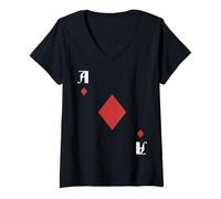 Donna Ace of Diamonds - Costume da Gruppo di Carte di Halloween Maglietta con Collo a V