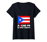 Donna Acho PR Es Otra Cosa Puerto Rico Flag Boricua Team Los Nenes Maglietta con Collo a V