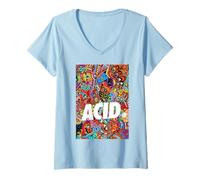 Donna ACID. | Maglietta LSD, Goa, Trip, Rave, Festival, Techno Maglietta con Collo a V