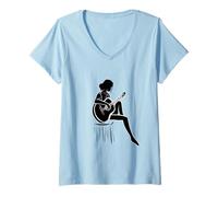 Donna Acoustic Guitar - Classical Guitar Girls Women Maglietta con Collo a V