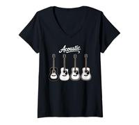 Donna Acoustic Rock Acoustic Guitar String Chitarre acustiche Maglietta con Collo a V