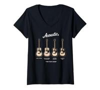 Donna Acoustic Rock Acoustic Guitar String Chitarre acustiche Maglietta con Collo a V