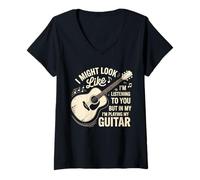 Donna Acoustic Rock Acoustic Guitar String Chitarre acustiche Maglietta con Collo a V