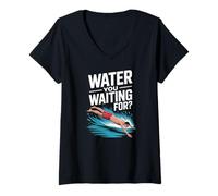 Donna Acqua Che aspetti per Nuotare Pun Diver Splash Maglietta con Collo a V