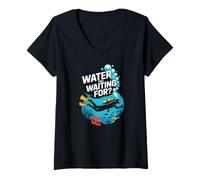 Donna Acqua Che stai aspettando Immersioni subacquee Citazione Oceano Maglietta con Collo a V