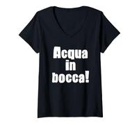 Donna Acqua in Bocca Italiano Keep Quiet Secret Saying Maglietta con Collo a V