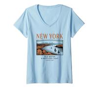 Donna Acqua vecchia di New York e luce irrequieta Maglietta con Collo a V