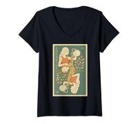 Donna Acquario Zodiaco Retro Vintage Astrologia Design Maglietta con Collo a V