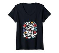 Donna Acquaristica "Frag Today Reef Tomorrow" Fragging di corallo Maglietta con Collo a V