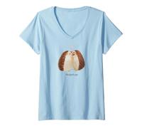 Donna Acquerello HedgeHugs - Cute Hedgehogs Abbraccia Amore & Amicizia Maglietta con Collo a V