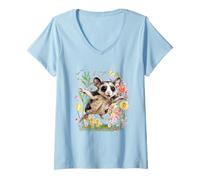 Donna Acquerello Sugar Glider Natura Wildlife Wolves Cottagecore Maglietta con Collo a V