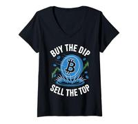 Donna Acquista Il Tuffo Vendi Il Top Crypto Bitcoin Maglietta con Collo a V