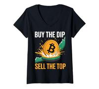 Donna Acquista Il Tuffo Vendi Il Top Crypto Bitcoin Maglietta con Collo a V