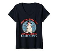 Donna ADD Two Sticks And A Dream Boom, Snow Buddy Maglietta con Collo a V