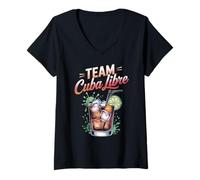 Donna Addio al nubilato Team Cuba Libre Cocktail per Bartender Maglietta con Collo a V