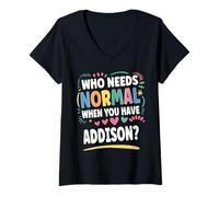 Donna ADDISON Personalized Name Funny Cute Custom ADDISON Name Maglietta con Collo a V