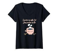 Donna Addolcisco il mio caffè ma Gesù addolcisce la mia vita cristiana Maglietta con Collo a V
