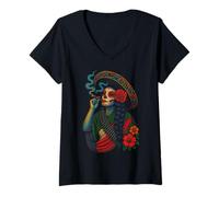 Donna Adelita Bandida Mexican Revolution Chicana Soldier patriots Maglietta con Collo a V