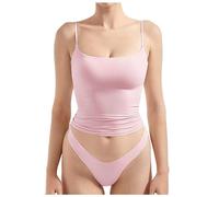 Donna Aderente Primavera Slim Fit Senza Maniche Carine Camicette Backless Slim Fitted Estate Trendy Basic Tank Top Spalline Sottili Dimagrante Collo Quadrato Canotta Casual Y2K 2025 Uscire, rosa