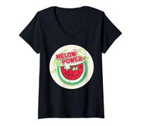 Donna Adesivo vintage da grattare e annusare anguria, potere melone Maglietta con Collo a V