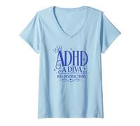 Donna ADHD Una Diva ha distrazioni Maglietta con Collo a V