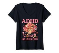 Donna ADHD Una Diva ha distrazioni Maglietta con Collo a V