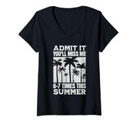 Donna Admit it Funny Last Day School 6-7 Meme Maglietta con Collo a V