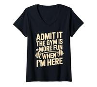 Donna Admit It The Gym is More Fun When I'm Here Divertente Allenamento Maglietta con Collo a V