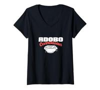 Donna Adobo Intenditore Divertente Adobo Piatto Amanti Cultura Filippina Maglietta con Collo a V