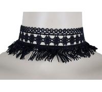 Donna Adolescente Moda Gioielli Collana Girocollo Nappa Ampio Pizzo Nero Tessuto