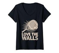 Donna Adoro i giocatori di gioco atleta sportivo Padel Walls Maglietta con Collo a V