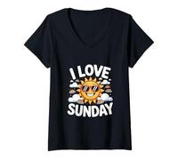 Donna Adoro Sunday Happy Sun Pancakes Fun Maglietta con Collo a V