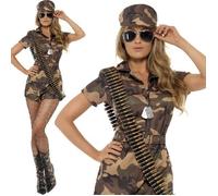 Donna Adulti Mimetico Army Girl Costume da Soldato Sexy Donna Da Smiffys