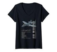 Donna Aereo da Caccia Militare A-10 Warthog Thunderbolt II Maglietta con Collo a V